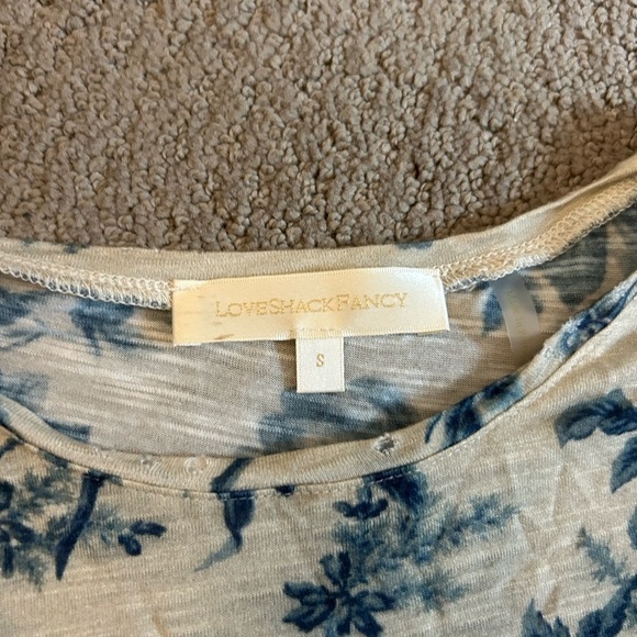 LoveShackFancy Blue and Cream Floral Top - Picture 2 of 2